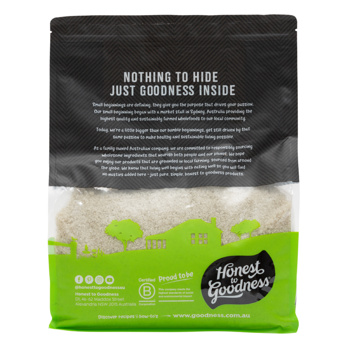 Honest to Goodness Celtic Sea Salt Coarse 5kg back label on white background