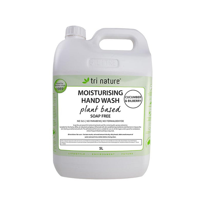 Tri Nature Moisturising Hand Wash Cucumber &amp; Bilberry Bulk with pump 5L