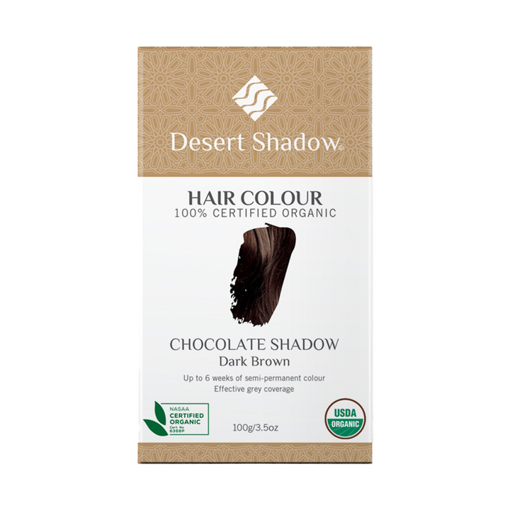 Desert Shadow Chocolate Shadow dark brown organic hair colour 100g box front