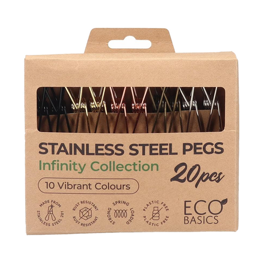 Eco Basics Stainless Steel Pegs Infinity Collection 20 pack front