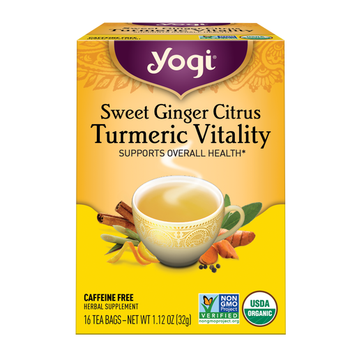 Yogi Tea Herbal Tea Bags Sweet Ginger Citrus Turmeric Vitality 16 Tea Bags