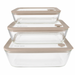 Ever Eco Oatmeal glass food containers in 700ml, 1400ml and 2600ml sizes