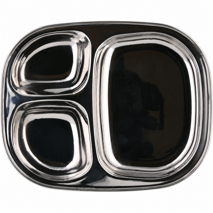Top view of Ever Eco stainless steel divided kids plate
