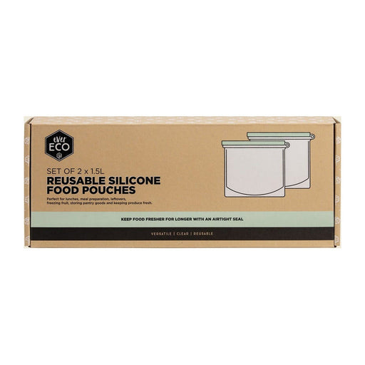 Ever Eco Reusable Silicone Food Pouches 1.5L 2 Pack packshot on white background