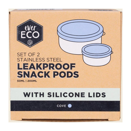 Ever Eco Stainless Steel Leakproof Snack Pods Cove 2 Pack packshot on white background