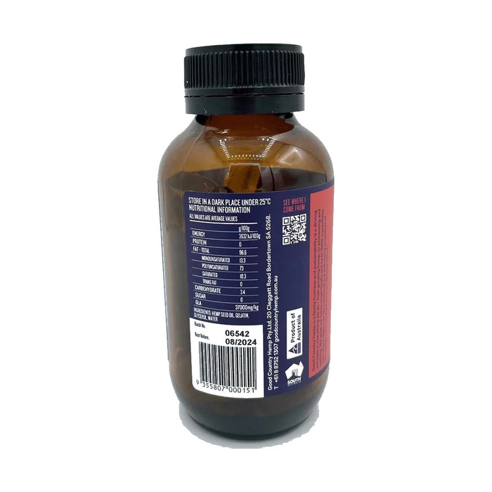Good Country Hemp Hemp Oil Capsules 1000mg 90 Capsules nutrition and barcode side