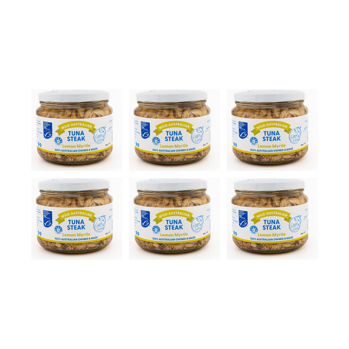 Little Tuna Wild Australian Tuna Steak in Lemon Myrtle 290g — 6 matching jars