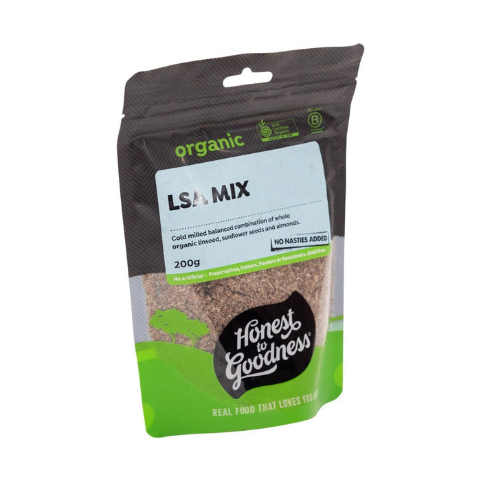 Honest to Goodness Organic LSA 200g angled pack view