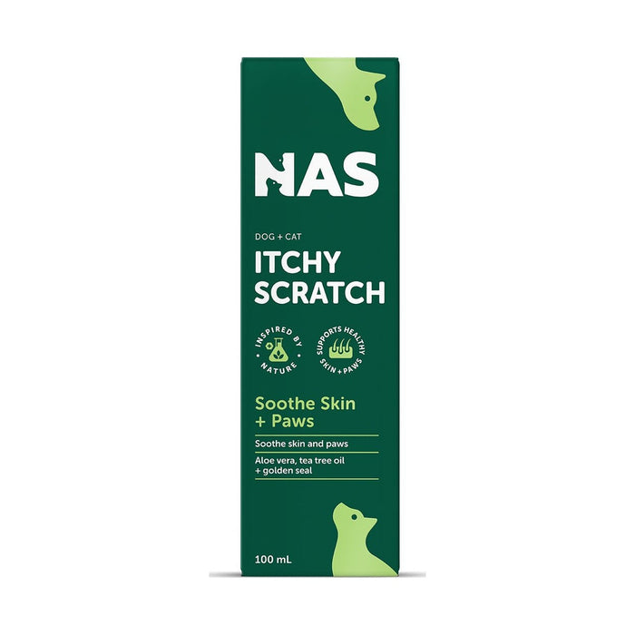 NAS Itchy Scratch Skin & Paw Spray for Dogs and Cats 100ml front pack