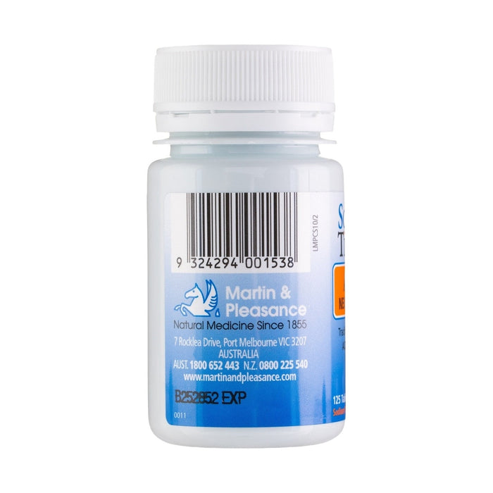 Schuessler Tissue Salts Nat Phos Acid Neutraliser 125 Tablets — barcode and manufacturer label