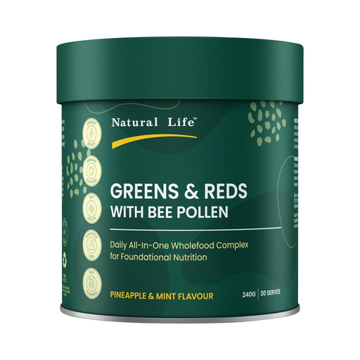 Natural Life Greens & Reds with Bee Pollen Pineapple & Mint 240g product image