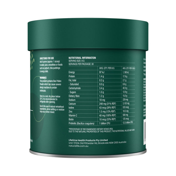 Natural Life Greens & Reds with Bee Pollen Pineapple & Mint 240g product image 3