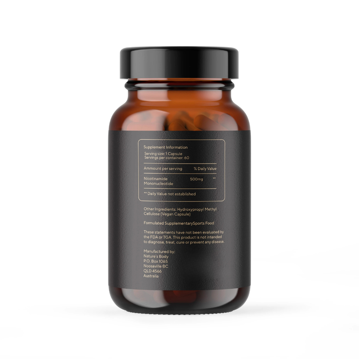 Nature's Body NMN 500mg 60 Capsules back label