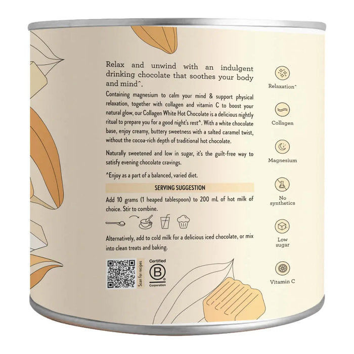 Nutra Naturals Collagen White Hot Chocolate Salted Caramel 200g side label