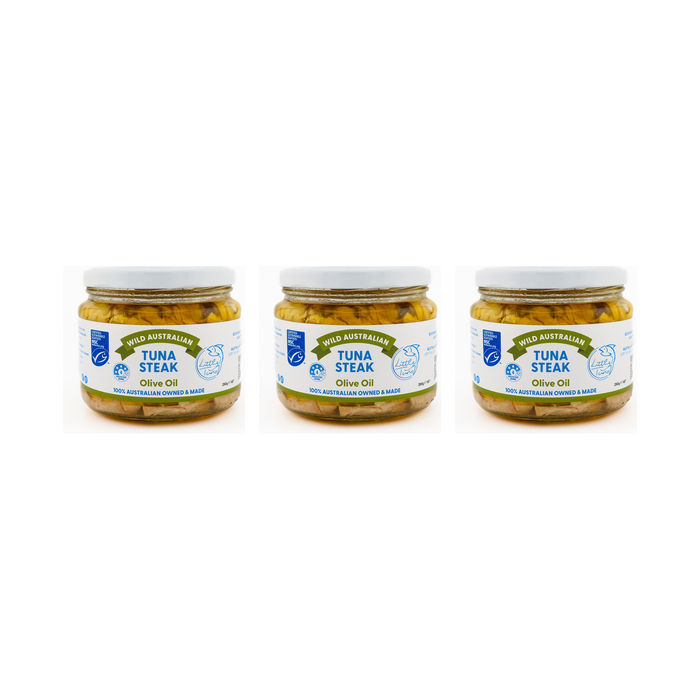 Little Tuna Wild Australian Tuna Steak in Olive Oil 290g — 3 matching jars