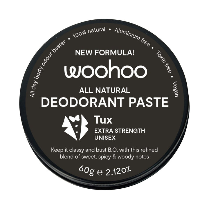 Woohoo Tux Natural Deodorant Paste 60g tin – front