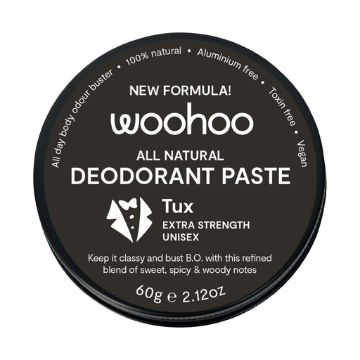 Woohoo Tux Natural Deodorant Paste 60g tin – front