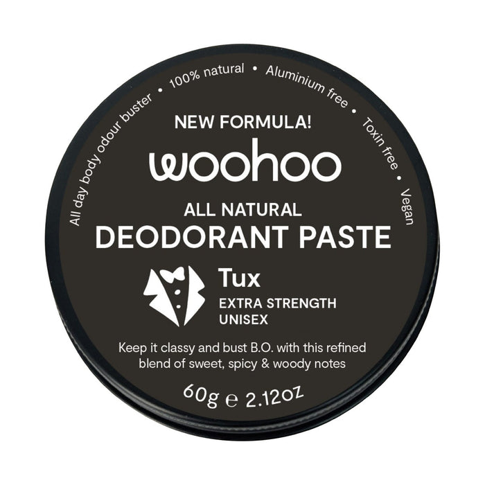 Woohoo Tux Natural Deodorant Paste 60g tin – front