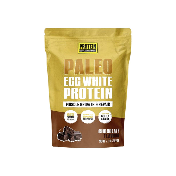 Protein Supplies Australia Paleo Pro Egg White Protein Chocolate 900g packshot on white background