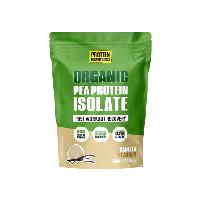 Protein Supplies Australia Pea Protein Isolate Vanilla 500g packshot on white background