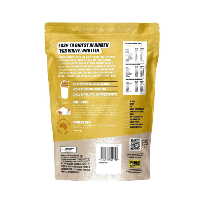 Protein Supplies Australia Paleo Pro Egg White Protein Unflavoured 900g back of pack