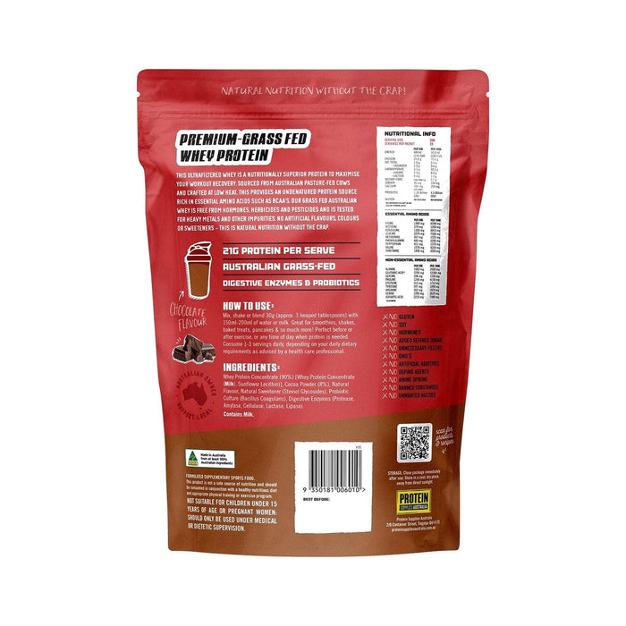 Protein Supplies Australia Australian Whey Protein 1kg Chocolate back of pack