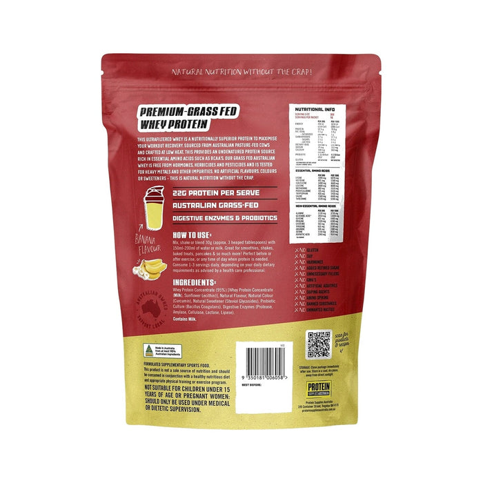 Protein Supplies Australia Australian Whey Protein 500g Banana back of pack