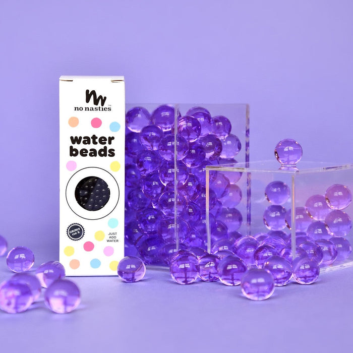 No Nasties Kids Water Beads Purple Parade 10g — manufacturer colour demonstration; props not included