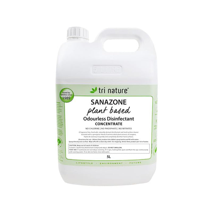 Tri Nature Sanazone Odourless Disinfectant Concentrate Bulk with pump 5L