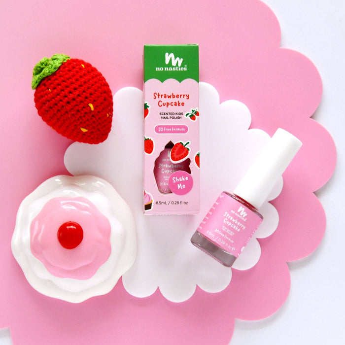 No Nasties Kids Scented Nail Polish Strawberry Cupcake 8.5ml — styled manufacturer photograph; props not included