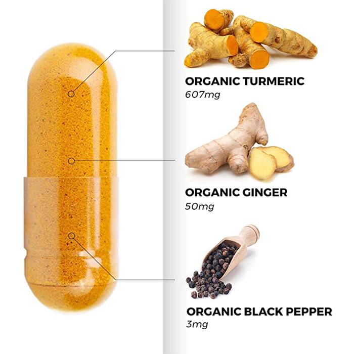Therapeia Australia Organic Turmeric Capsules With Black Pepper PLUS 120 Caps 3 Pack