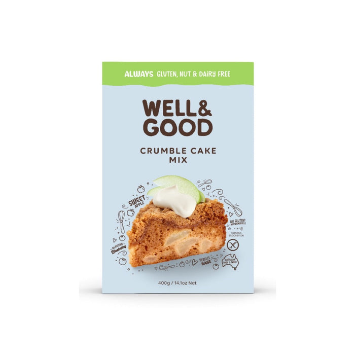 Well & Good Crumble Cake Mix 400g front pack
