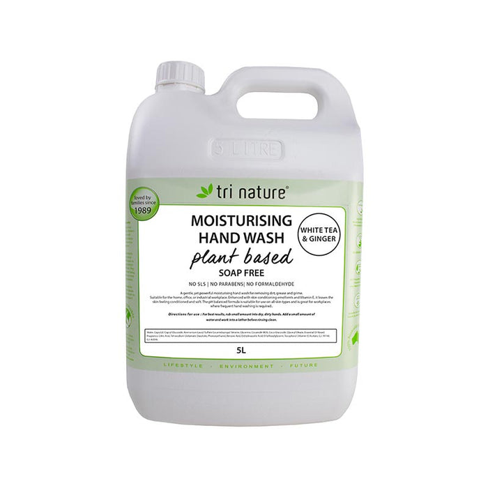 Tri Nature Moisturising Hand Wash White Tea &amp; Ginger Bulk with pump 5L