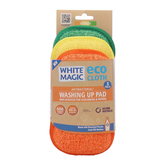 White Magic Eco Cloth Washing Up Pad 3Pack - Citrus