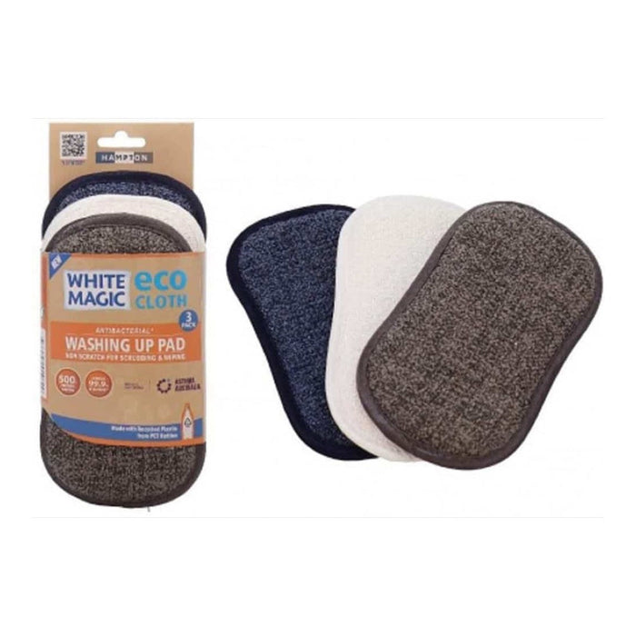 White Magic Eco Cloth Washing Up Pad 3Pack - Hampton