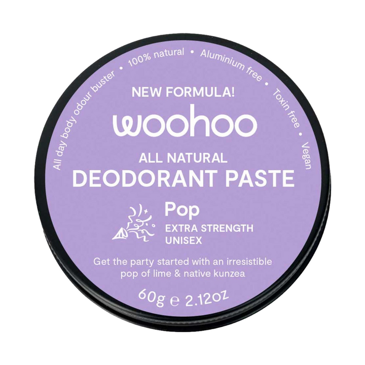 Woohoo Body Natural Deodorant Paste Tin Pop Extra Strength 60g front