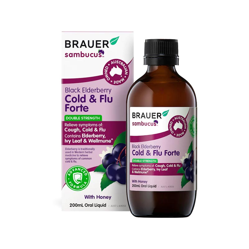 Brauer Sambucus Black Elderberry Cold & Flu Forte Adult 200ml